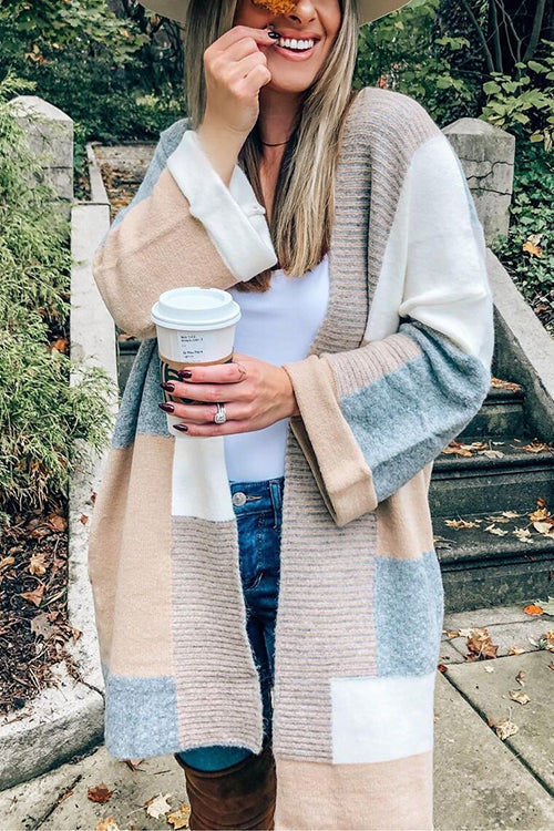 Geometry Color Block Cardigan