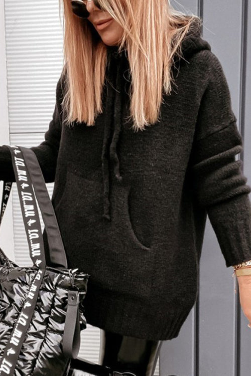 Cowl Neck Pockets Hooded Sweater
