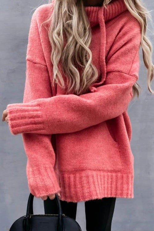 Cowl Neck Pockets Hooded Sweater