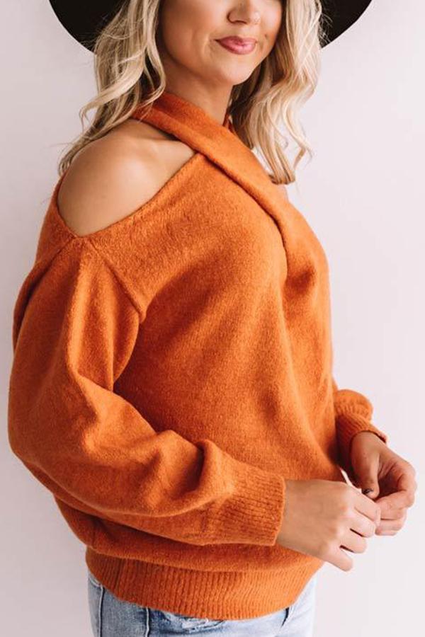 Multi Strap Cold Shoulder Sweater