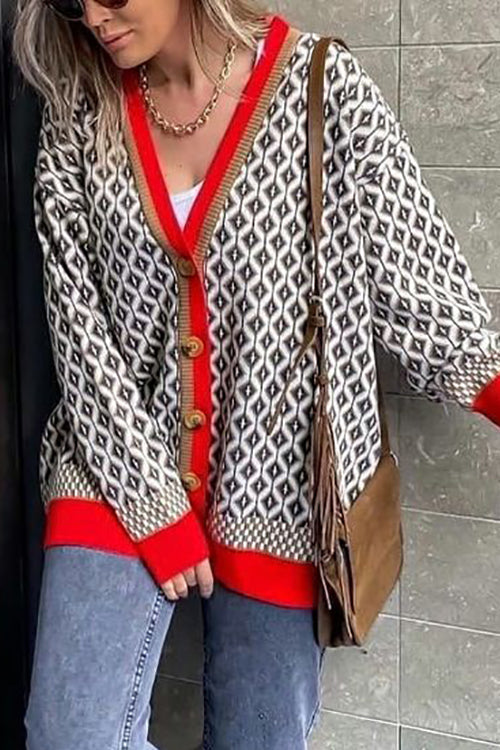 Argyle Button Cardigan