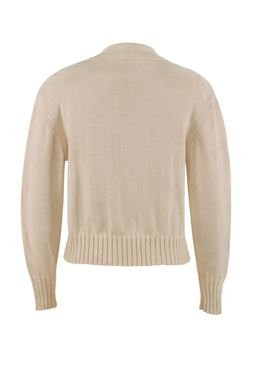 V Turndown Collar Sweater