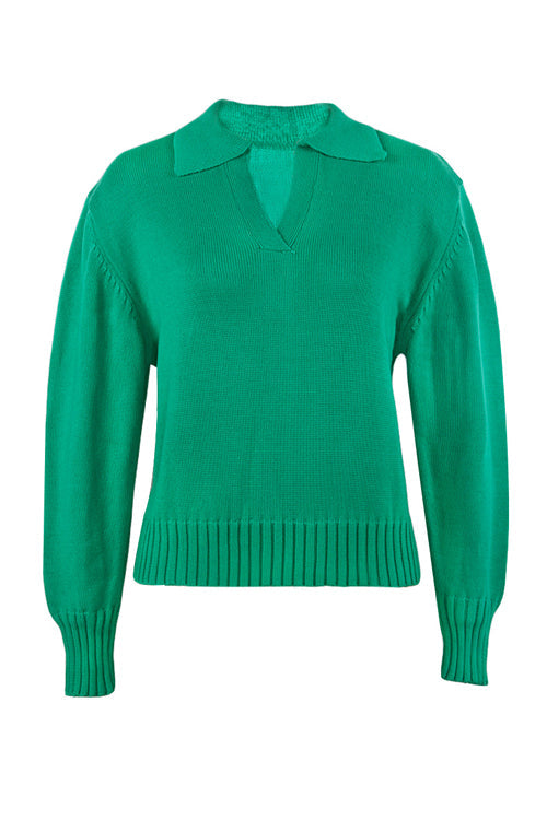 V Turndown Collar Sweater