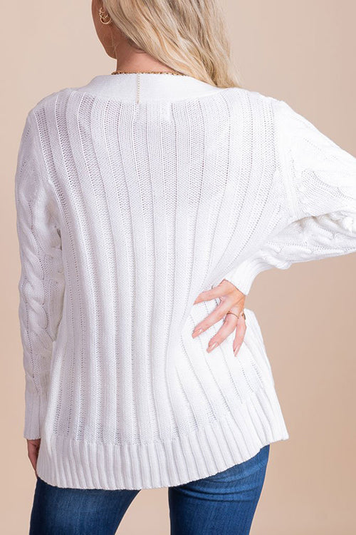 Button Cable Knit Cardigan