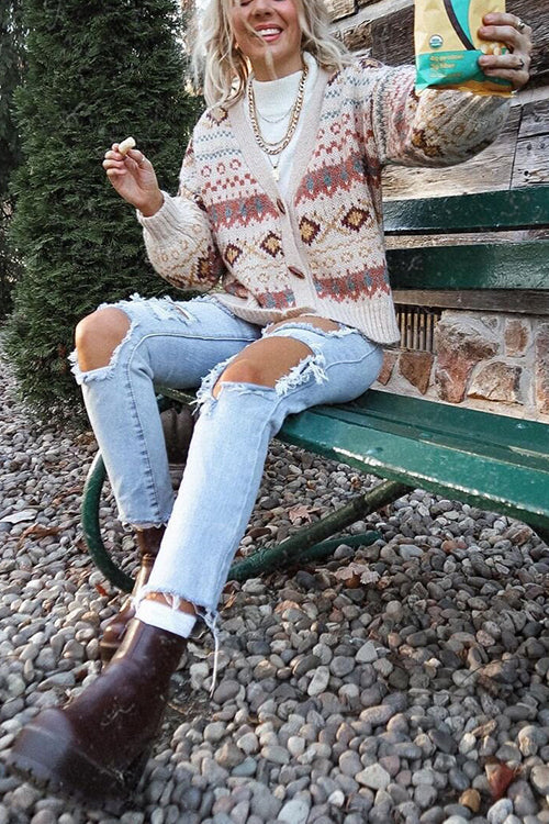 Boho Horn Button Cardigan