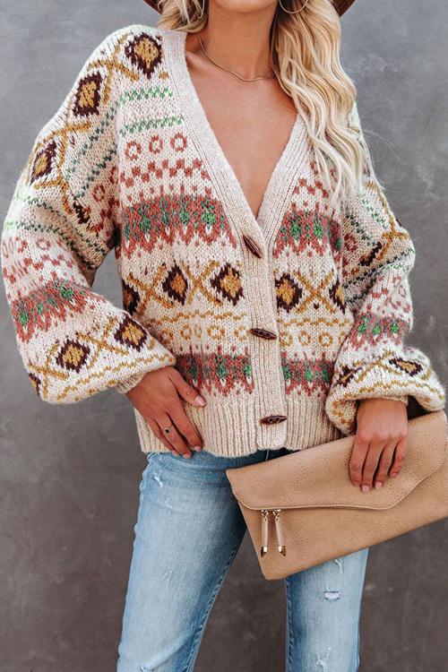 Boho Horn Button Cardigan