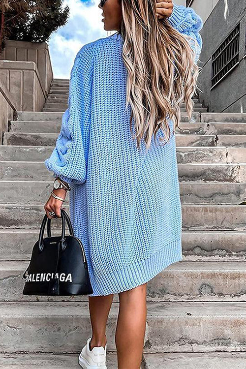 Puff Sleeve Twist Long Cardigan
