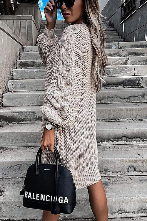 Puff Sleeve Twist Long Cardigan
