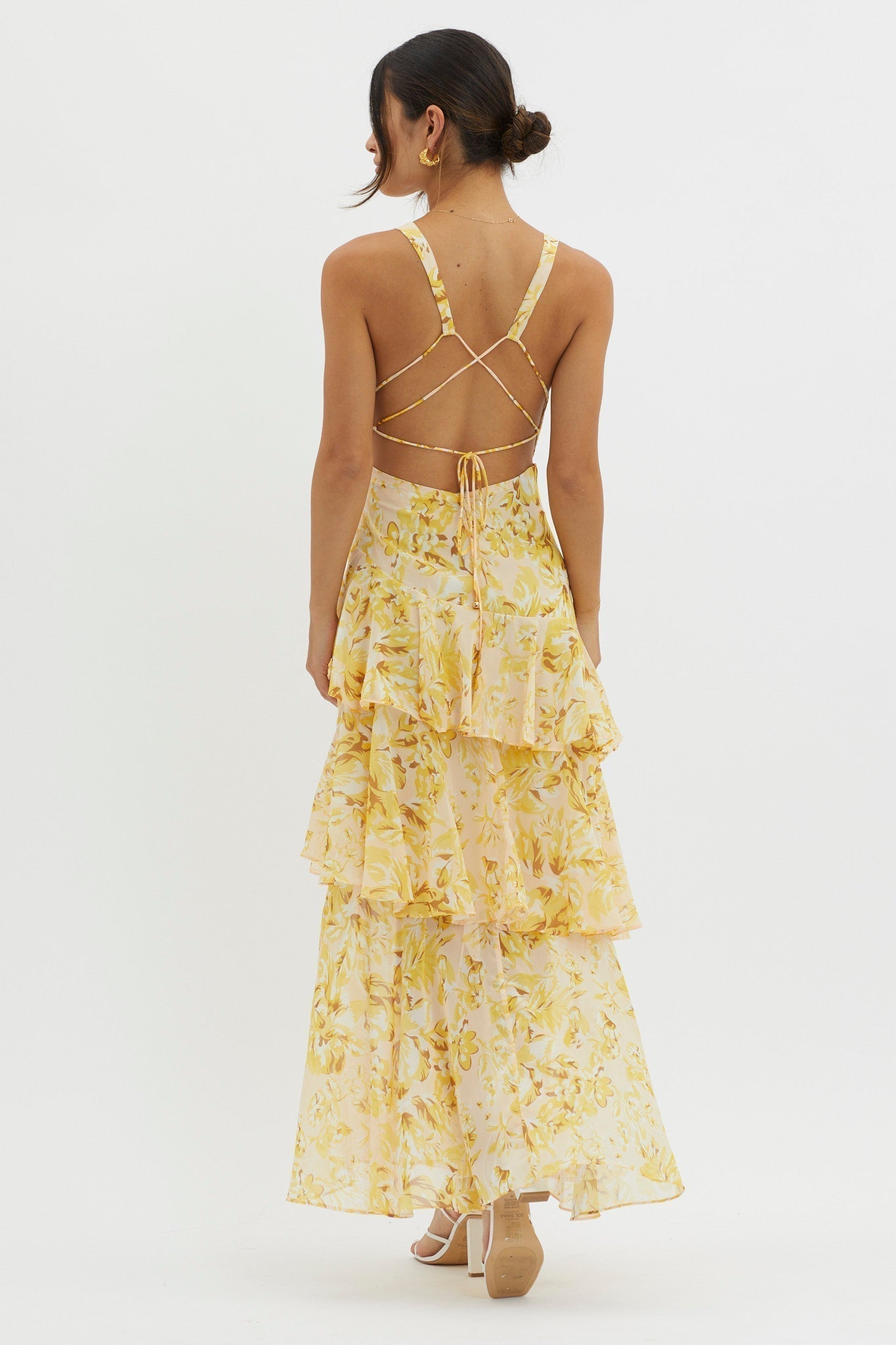 Floral Deep V-Neck Sleeveless Tiered Maxi Dress 7