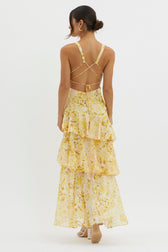 Floral Deep V-Neck Sleeveless Tiered Maxi Dress 7