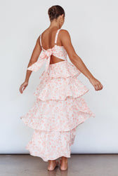 Floral Tie Back Tiered Maxi Dress