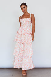 Floral Tie Back Tiered Maxi Dress 3