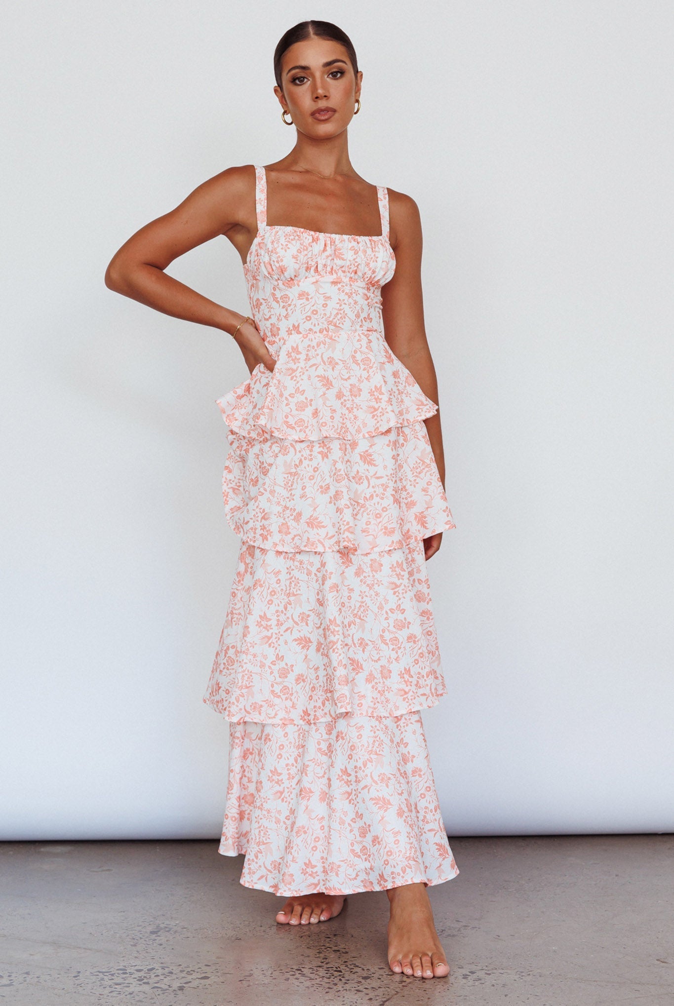 Floral Tie Back Tiered Maxi Dress 2