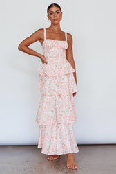 Floral Tie Back Tiered Maxi Dress 2