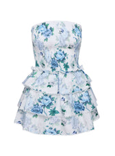 Floral Strapless Smocked Tiered Mini Dress 7