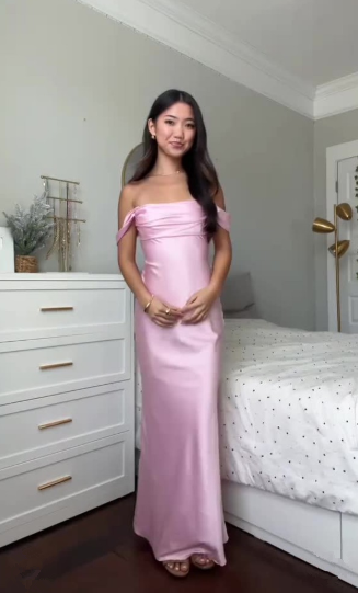 Elegant Pink Satin Sheath Prom Dress Long Party Evening Dress cc1950