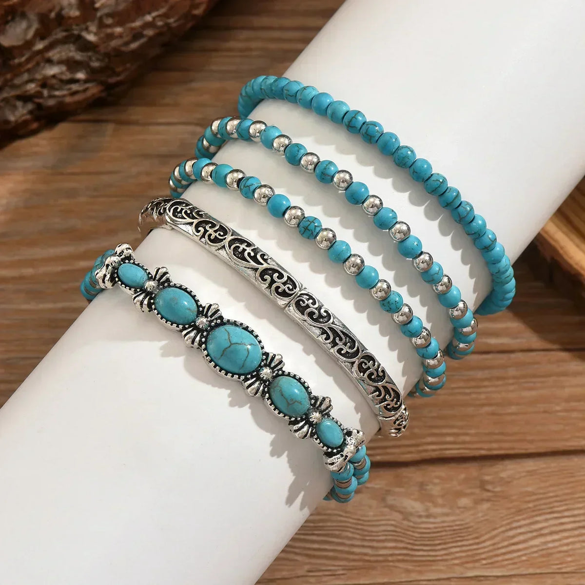 Turquoise Beaded Stacking Bracelet Set