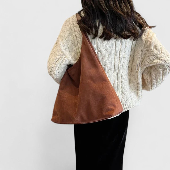 Slouchy Suede Look Hobo Tote Bag
