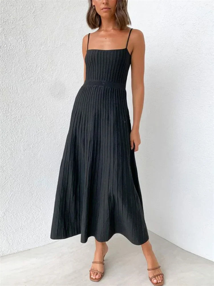 FREYA RIBBED MAXI DRESS Black