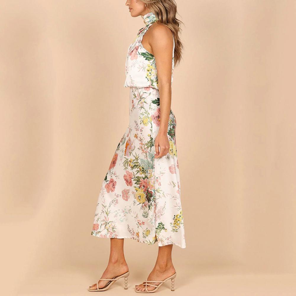 Olga Exclusive Backless Dress with Floral Pattern and Collar Statement Occasion Edit
