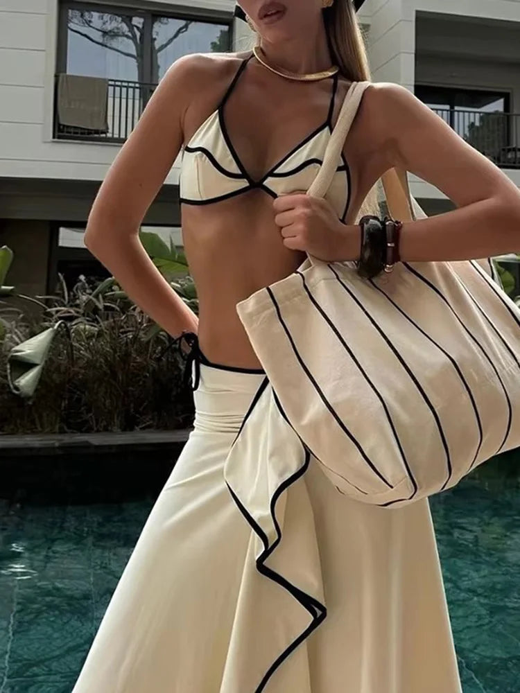 Patchwork Ruffle Resort Wear