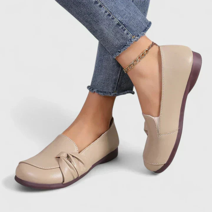 Round Toe Knot Bow Slip On Flats