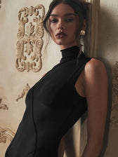 Mesh Sheer Stand Collar Maxi Dress 7