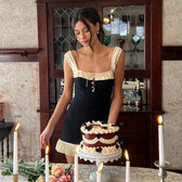 Button Lace Tank Backless Mini Dress 2