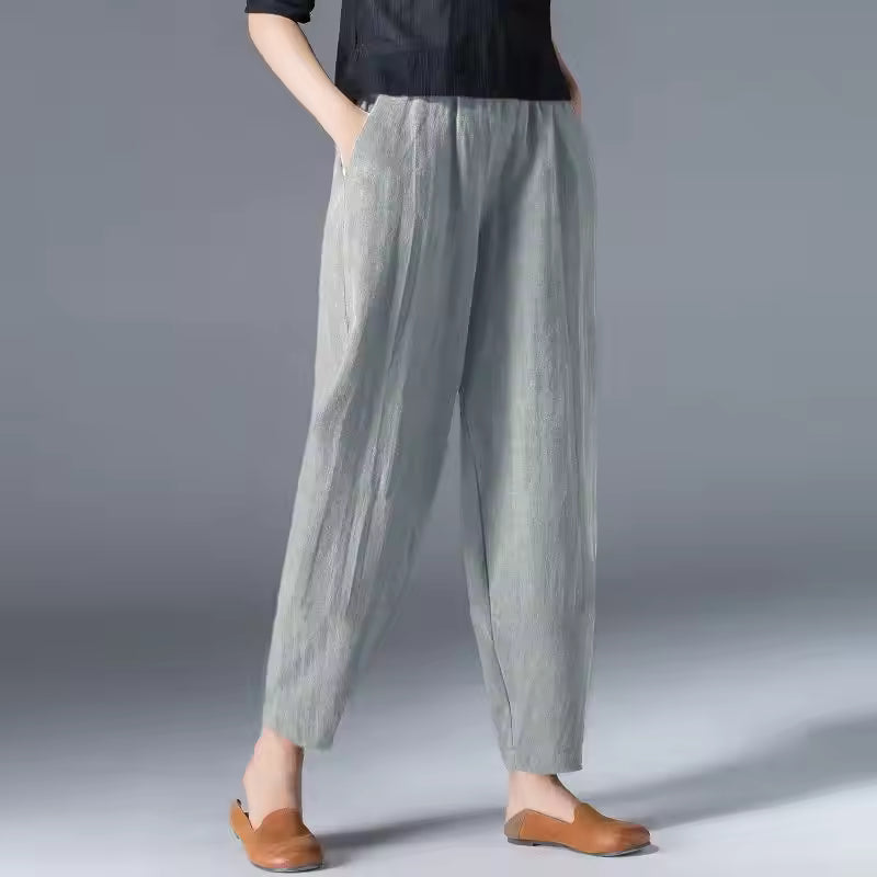 High Waist Tapered Leg Pull On Pants