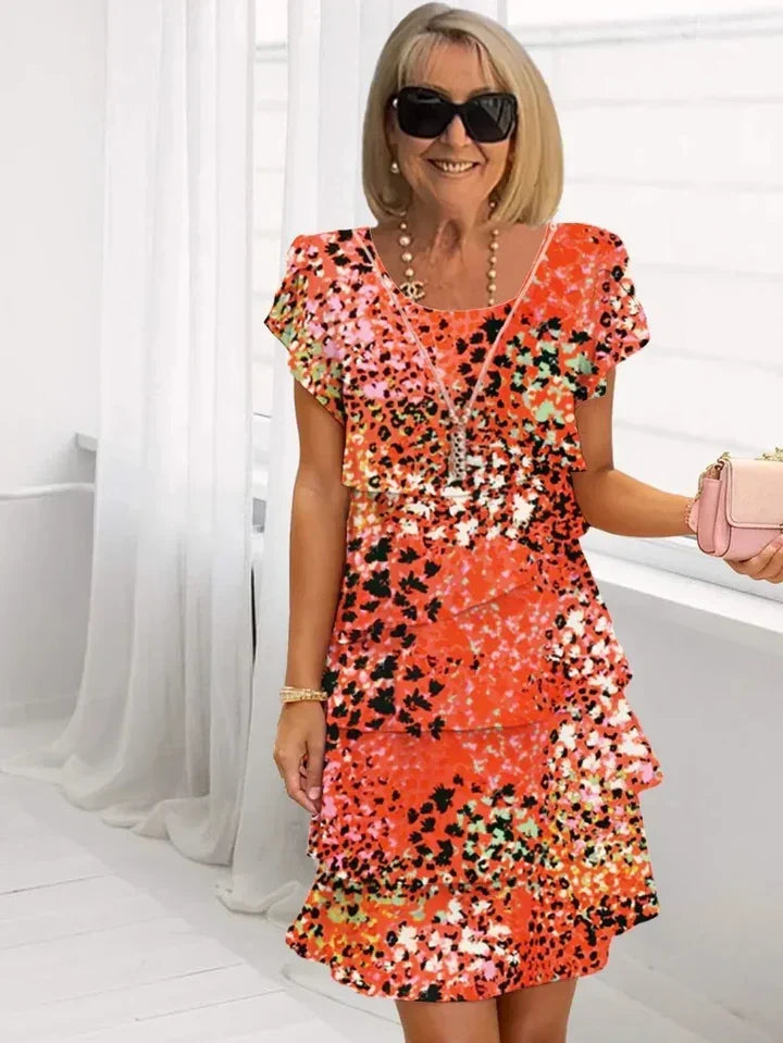 Floral Tiered Short Sleeve Mini Dress 6