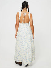 V-neck Lace-up Sleeveless Floral Dress 3
