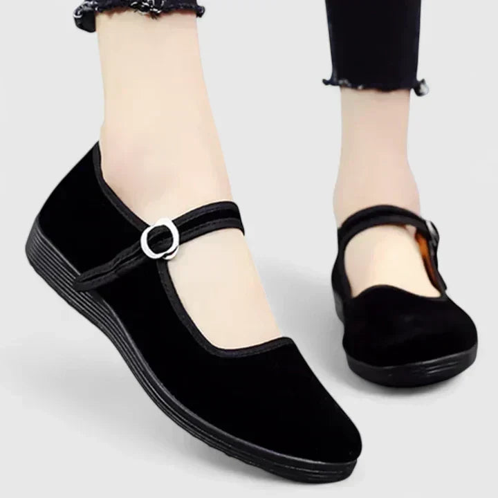 Round Toe Ankle Strap Flat Mary Jane Shoes