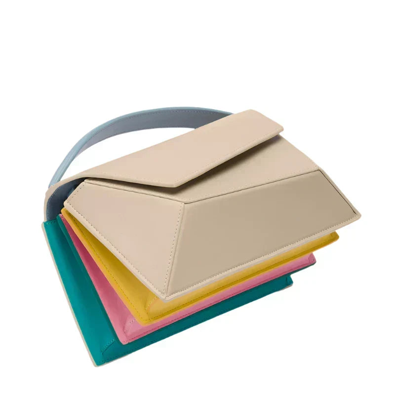 Color Block Top Handle Structured Shoulder Bag