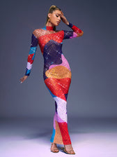 Saanvi Long Sleeve Multi Rhinestone Maxi Dress 4