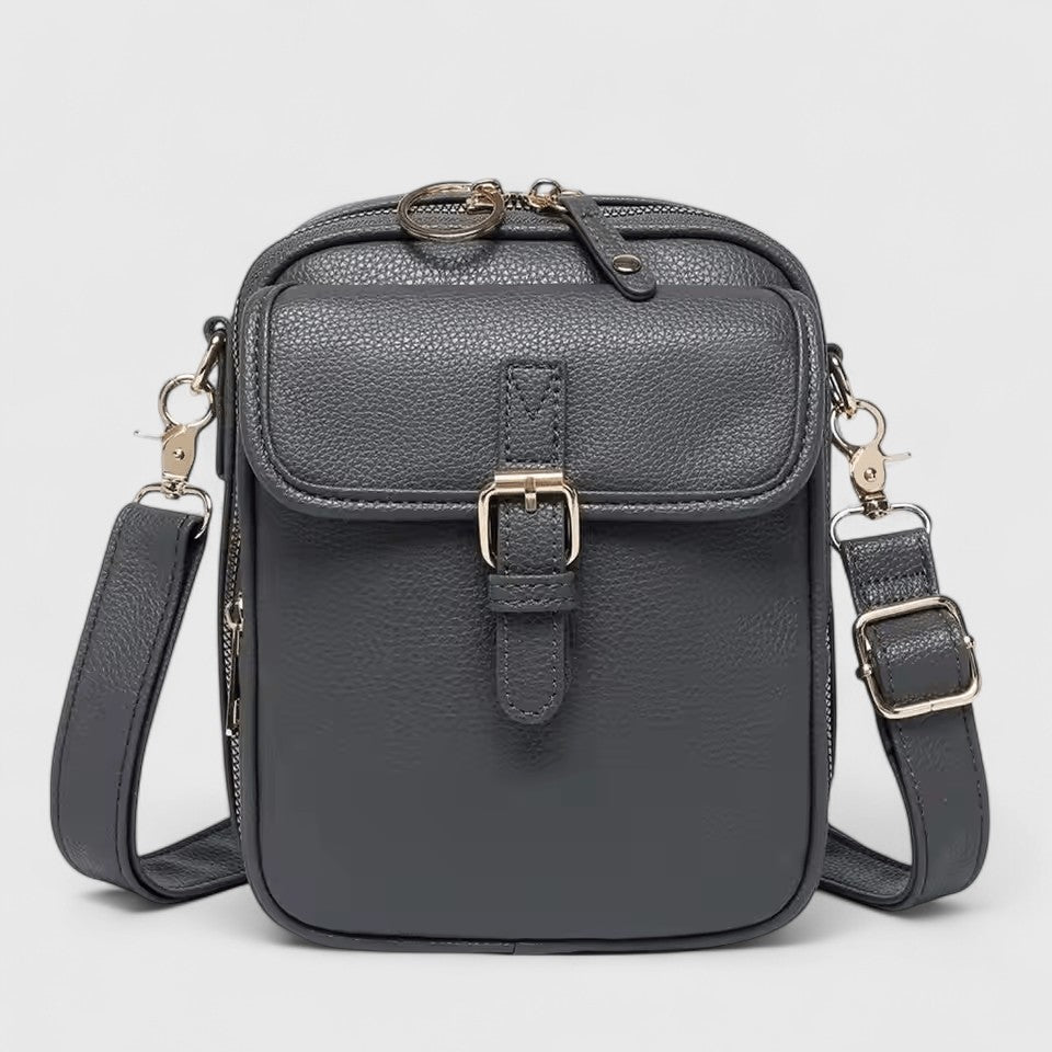 Buckle Flap Pocket Faux Leather Crossbody Bag