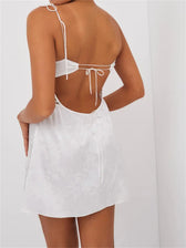 Lace Retro Strap Side Split Backless Slip Dress 2