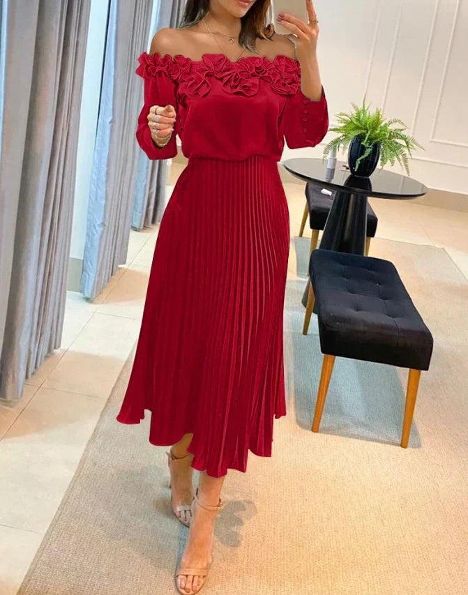 Aria | Stunning Off Shoulder Maxi Dress Red