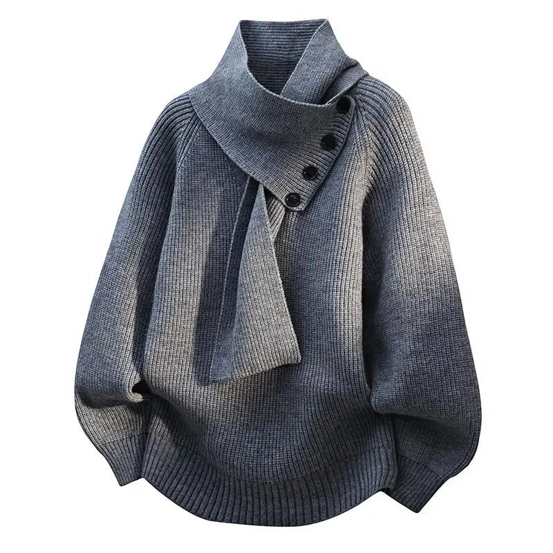 Women’s Sweater | Scarf Neck Button Detail