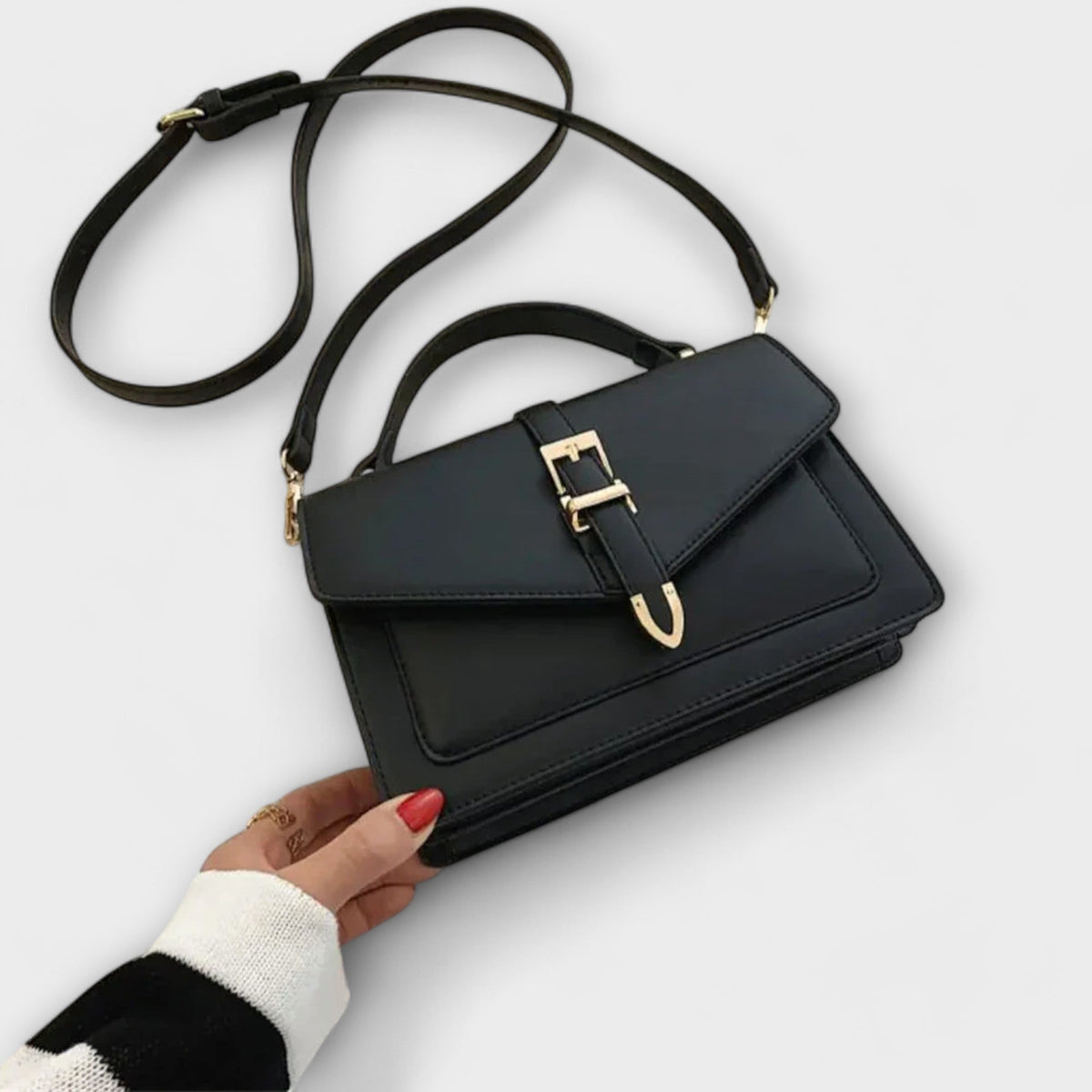 Buckle Flap Top Handle Crossbody Bag