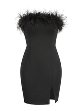 Saga Strapless Feather Trimmed Mini Dress In Black 6