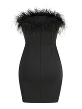 Saga Strapless Feather Trimmed Mini Dress In Black 7