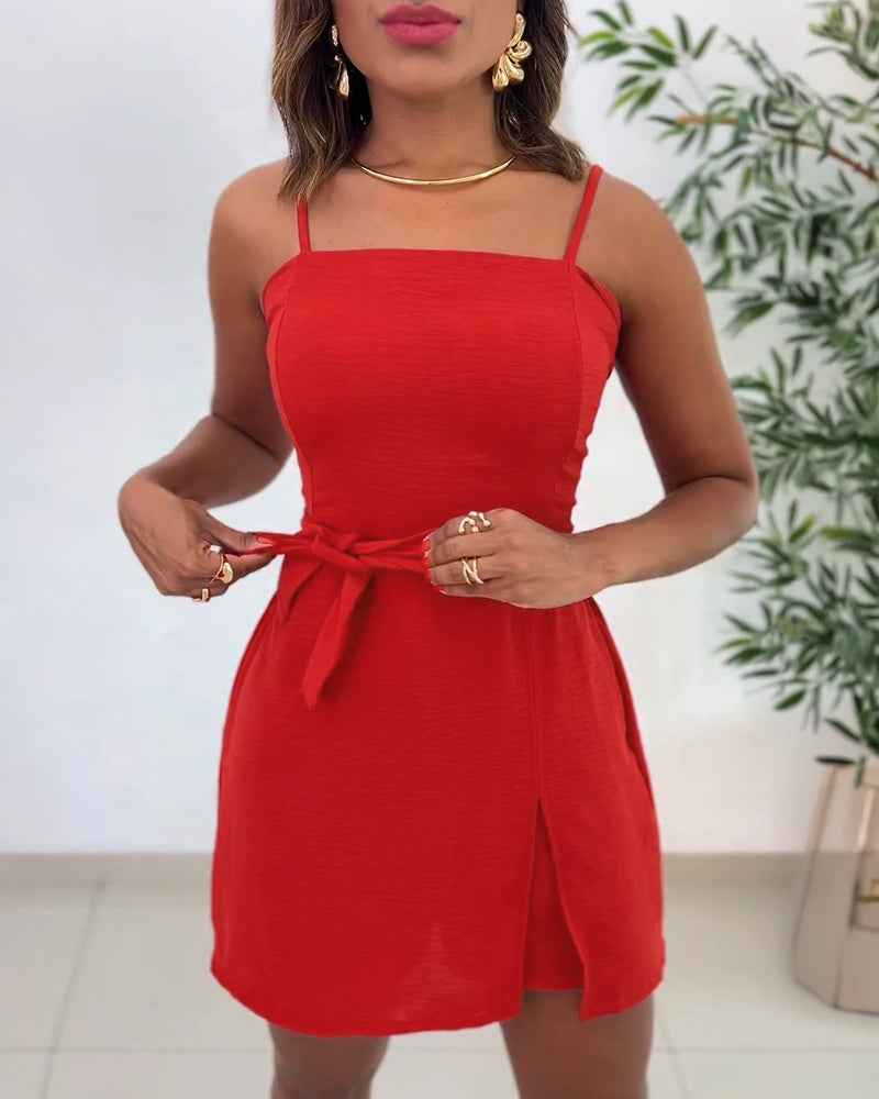 Stylish Casual Summer Romper with Pockets and Adjustable Straps