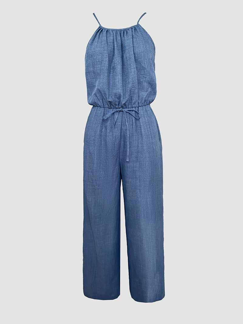 Stylish Lightweight Summer Jumpsuit with Pockets & Adjustable Straps