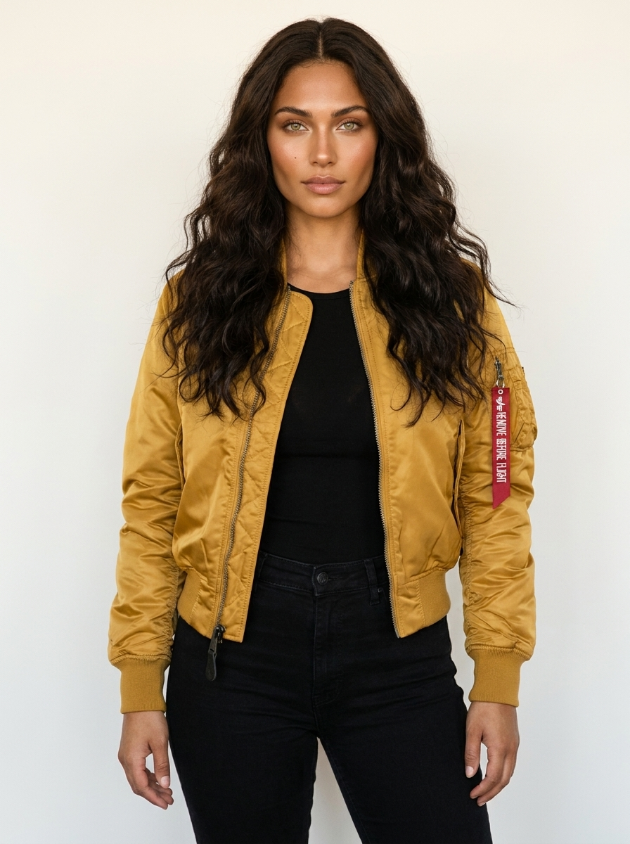 Zip Front Satin Bomber Jacket