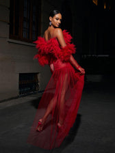 Satine Spaghetti Tulle Maxi Dress With Gloves 4