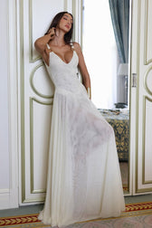 Julie Plunge Neck Semi-sheer Mesh Maxi Dress 2