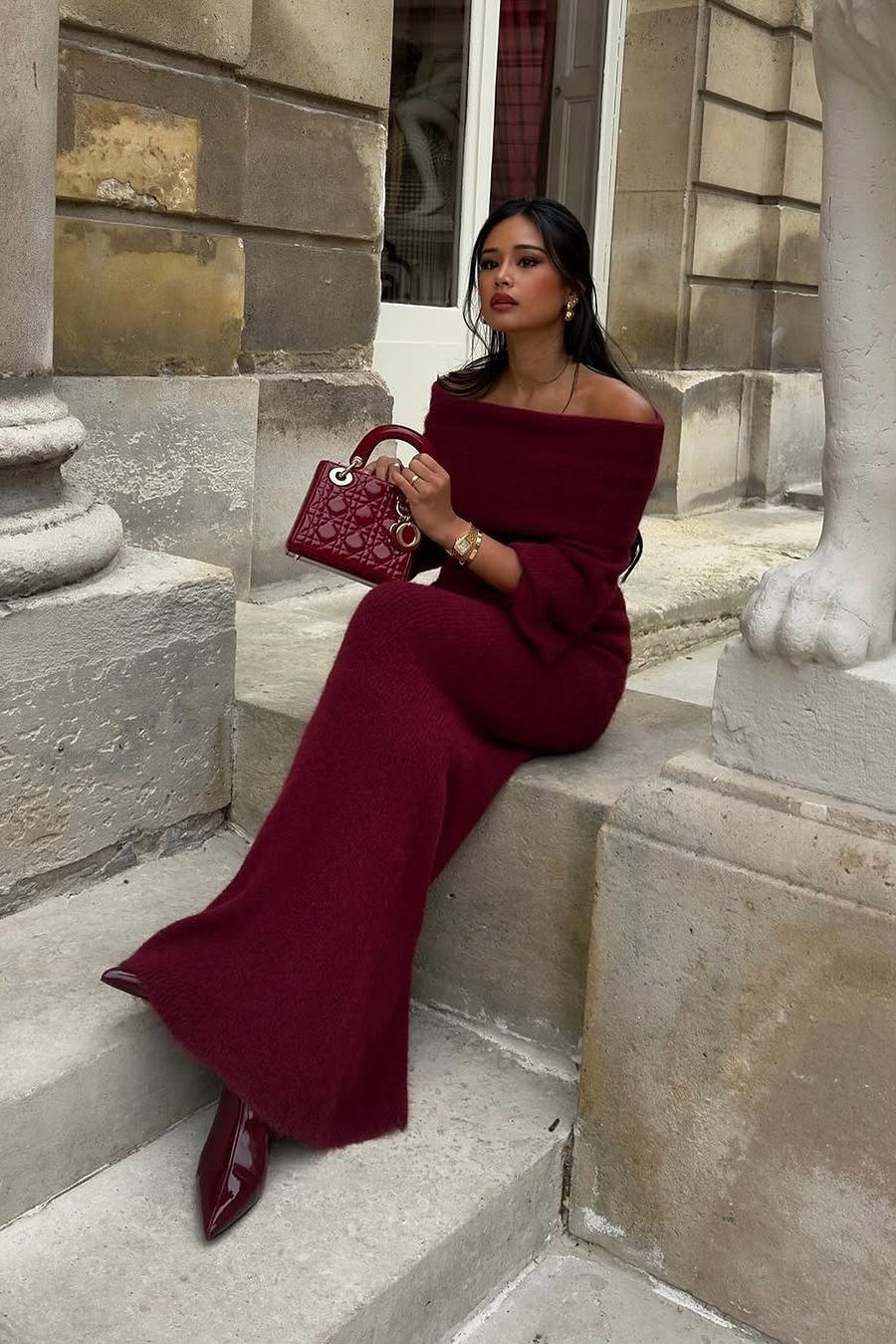 Marguerite Off Shoulder Maxi Knit Dress Set