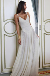 Julie Plunge Neck Semi-sheer Mesh Maxi Dress 3