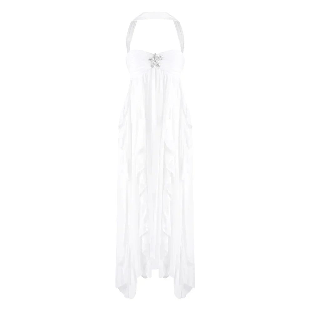 MORGAN RUFFLE DRESS White