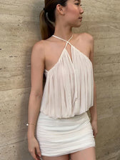 Mesh Ruched Strapless Beach Party Dress 6